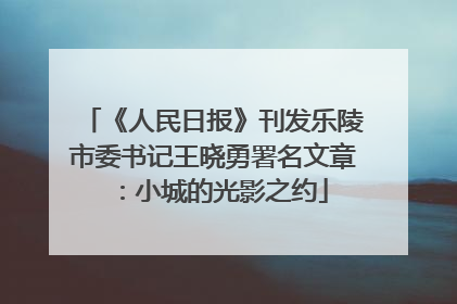 《人民日报》刊发乐陵市委书记王晓勇署名文章：小城的光影之约