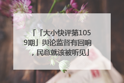 「大小快评第1059期」舆论监督有回响，民意就该被听见