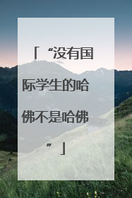 “没有国际学生的哈佛不是哈佛”