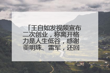 王自如发视频宣布二次创业，称离开格力是人生低谷，感谢董明珠、雷军，还回应了“工资条”：清楚自己要什么……