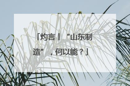 灼言丨“山东制造”，何以能？
