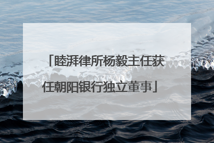 睦湃律所杨毅主任获任朝阳银行独立董事