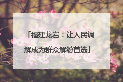 福建龙岩：让人民调解成为群众解纷首选