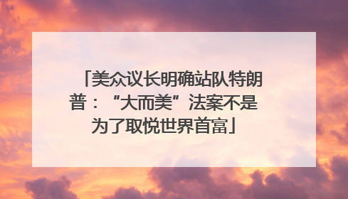 美众议长明确站队特朗普：“大而美”法案不是为了取悦世界首富