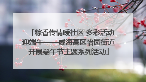 粽香传情暖社区 多彩活动迎端午——威海高区怡园街道开展端午节主题系列活动