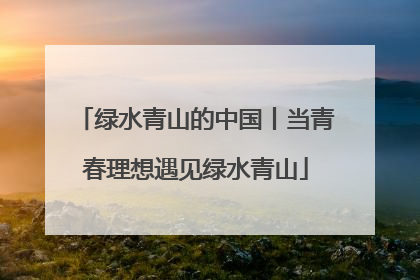 绿水青山的中国丨当青春理想遇见绿水青山
