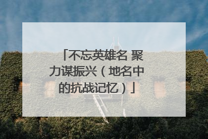 不忘英雄名 聚力谋振兴（地名中的抗战记忆）