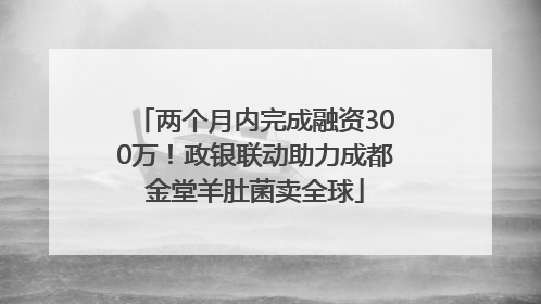两个月内完成融资300万！政银联动助力成都金堂羊肚菌卖全球