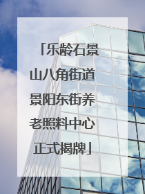乐龄石景山八角街道景阳东街养老照料中心正式揭牌