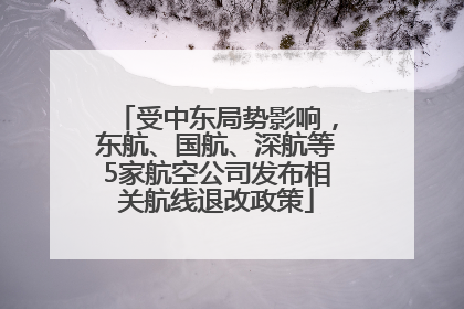 受中东局势影响，东航、国航、深航等5家航空公司发布相关航线退改政策