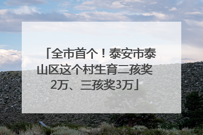 全市首个！泰安市泰山区这个村生育二孩奖2万、三孩奖3万