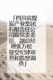 四川省煤炭产业集团有限责任公司原党委委员、副总经理张万松 接受纪律审查和监察调查