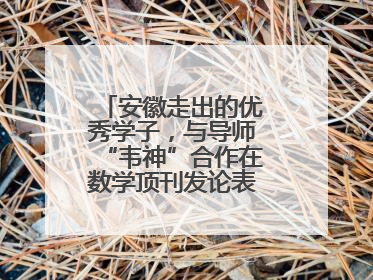 安徽走出的优秀学子，与导师“韦神”合作在数学顶刊发论表重要科研成果