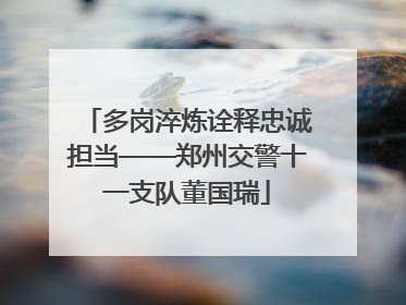 多岗淬炼诠释忠诚担当——郑州交警十一支队董国瑞