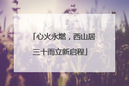 心火永燃，西山居三十而立新启程
