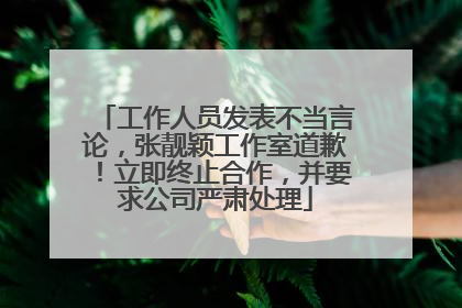 工作人员发表不当言论，张靓颖工作室道歉！立即终止合作，并要求公司严肃处理