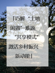 巧解“土地闲置”难题 “共享模式”激活乡村振兴新动能