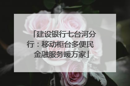 建设银行七台河分行：移动柜台多便民 金融服务暖万家