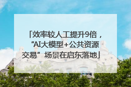 效率较人工提升9倍，“AI大模型+公共资源交易”场景在启东落地