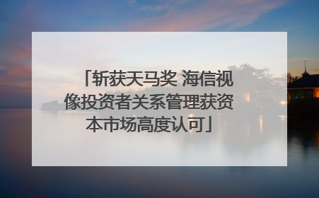 斩获天马奖 海信视像投资者关系管理获资本市场高度认可