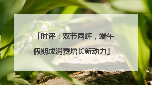 时评：双节同辉，端午假期成消费增长新动力