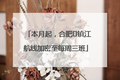 本月起，合肥⇋镇江航线加密至每周三班