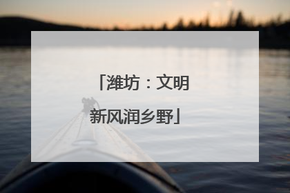 潍坊：文明新风润乡野