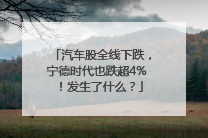 汽车股全线下跌，宁德时代也跌超4%！发生了什么？