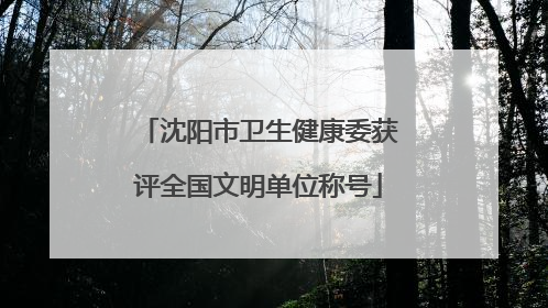 沈阳市卫生健康委获评全国文明单位称号