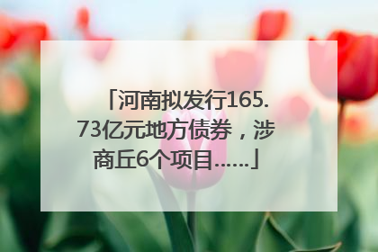 河南拟发行165.73亿元地方债券，涉商丘6个项目……