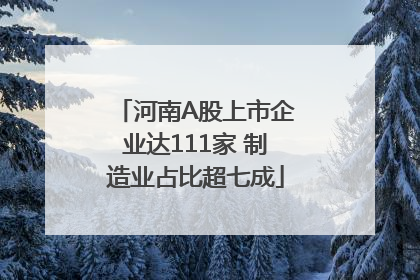河南A股上市企业达111家 制造业占比超七成