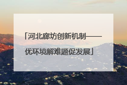 河北廊坊创新机制——优环境解难题促发展