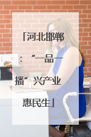 河北邯郸：“一品一播”兴产业惠民生