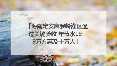 海南定安麻罗岭灌区通过关键验收 年节水199万方惠及十万人