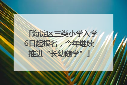 海淀区三类小学入学6日起报名，今年继续推进“长幼随学”