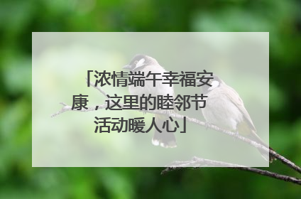 浓情端午幸福安康，这里的睦邻节活动暖人心
