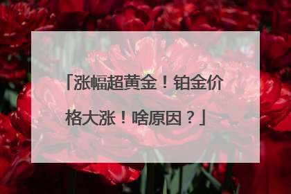 涨幅超黄金！铂金价格大涨！啥原因？