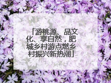 游桃源、品文化、享自然，肥城乡村游点燃乡村振兴新热潮