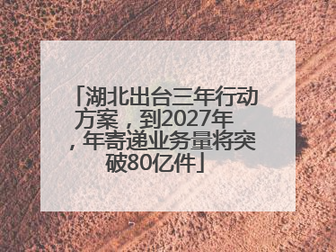 湖北出台三年行动方案，到2027年，年寄递业务量将突破80亿件
