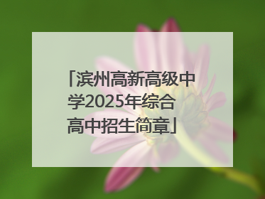 滨州高新高级中学2025年综合高中招生简章