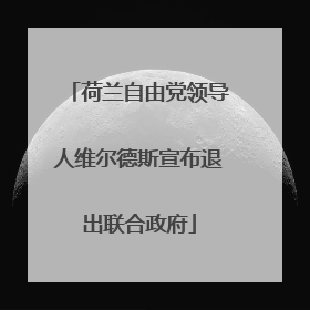 荷兰自由党领导人维尔德斯宣布退出联合政府