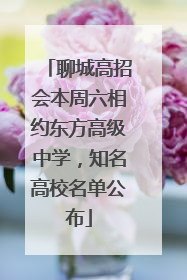 聊城高招会本周六相约东方高级中学，知名高校名单公布