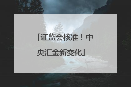 证监会核准！中央汇金新变化