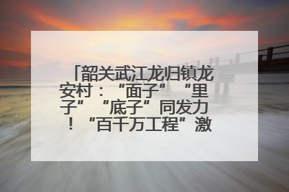 韶关武江龙归镇龙安村：“面子”“里子”“底子”同发力！“百千万工程”激活乡村新动能