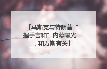 马斯克与特朗普“握手言和”内幕曝光，和万斯有关