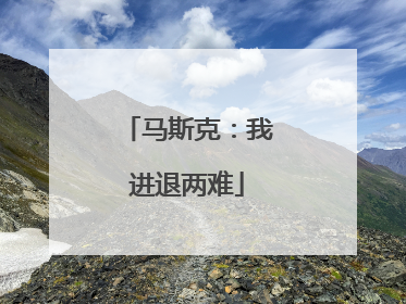 马斯克：我进退两难